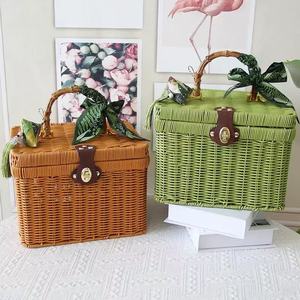 Nueva Cesta de Mimbre de PP, Cesta de Regalo Tejida a Mano, Cesta de Mimbre para Compras, Regalo Navideño - Product Image 1