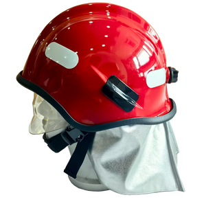 Casco da <span class=keywords><strong>Pompiere</strong></span> Rigido e Resistente Giallo/Rosso con Protezione per il Collo e Striscia Riflettente, Supporto per Torcia Opzionale - Product Image 2