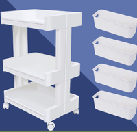 Plateau de meubles de luxe en or blanc, Machine de coiffure, beauté des ongles, Spa, Salon, chariot avec serrure