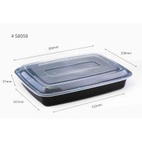 Contenedor Rectangular de Grado Alimenticio PP, Contenedor Desechable para Alimentos, Apto para Microondas, Lonchera para Arroz