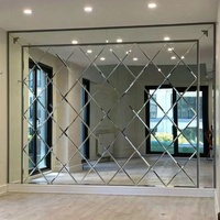 Miroir mural décoratif en verre mosaïque biseauté en forme de diamant, vente en gros d'usine à prix abordable