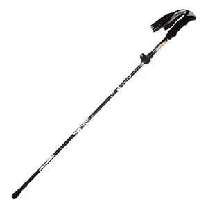 Custom printing flat aluminium handle mountaineering walking hike stick cane hiking stick