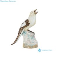 Ornement d'oiseau en céramique fait main RZSM03-A, style Art Déco, avec glaçure transformée au four, pour table