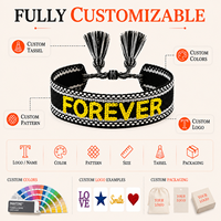 Bracelet personnalisé brodé avec lettres, cordon tressé réglable avec pampilles, bracelet d'amitié tressé, vente en gros