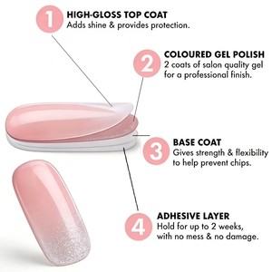 Aura Blush UV-Free 3D Gel Nail Wraps Pink Purple Gradient Hema-Free 20 Pre-Cured Strips Wholesale Private Label Art Dreamy Glaze - Product Image 2