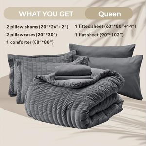 Tất cả các mù<span class=keywords><strong>a</strong></span> sang trọng giường trong một túi cho phòng ngủ Nữ Hoàng Comforter Bộ seersucker 7 miếng bộ đồ giường thiết lập với <span class=keywords><strong>comforters</strong></span> - Product Image 5