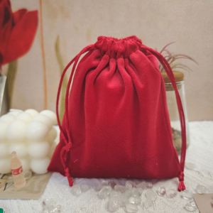 Luxury Super Soft Red Velvet Pouch for Jewelry Customized Drawstring Velvet Drawstring <b>Dust</b> Gift <b>Bag</b> - Product Image 1
