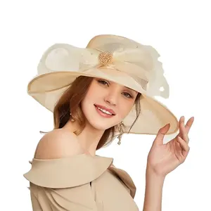 Sombrero elegante de Organza para mujer, elegante sombrero Multicolor para el sol, a la moda