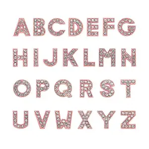 8mm or rose cristal strass glisser Alphabet lettre diapositives charme adapté pour 8mm largeur porte-clés collier de chien glisser lettre
