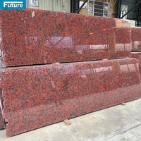Prix de gros carreaux de dalle de granit rouge flammé poli et aiguisé pour décoration extérieure d'escalier de comptoir de cuisine