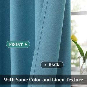 100% Blackout American Style Flame Retardant All-Season Linho Térmico Isolado Preto Completo Grommet Janela Cortinas para Quarto - Product Image 5