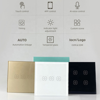 Sakelar Lampu Pintar WiFi DUOMEI Tanpa Netral, Kontrol 3 Arah, Sakelar Dinding, Kompatibel dengan Tuya Smart Life, Otomatisasi Rumah