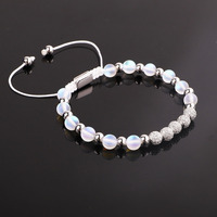 Pulseira feminina, bracelete novo design para mulheres com contas de vidro, congelado, branco, miçangas de cristal cz