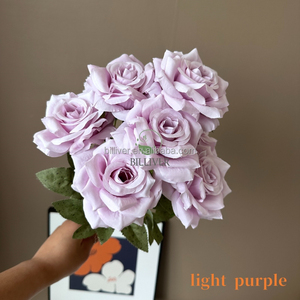 Bouquet de roses en <span class=keywords><strong>soie</strong></span> Offre Spéciale à 9 têtes Roses artificielles en diamant Arrangements de mariage blancs lilas - Product Image 6