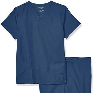 Grosir Set Seragam Scrub Medis Kerah V Kustom Baru Pakaian Kerja Dokter Rumah Sakit Perawat Baju Gosok untuk Wanita