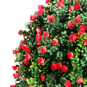 2-Pack Pohon Bola Topiary Mawar Buatan Tinggi 21,6 inci, Tanaman Hias Tahan UV Terlihat Seperti Asli untuk Dalam & Luar Ruangan, Rumah, Taman, Merah - Product Image 5