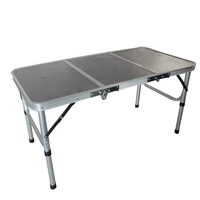 Table de camping pliable portable personnalisée de 90 cm, blanche, pour pique-nique en plein air, barbecue, panneau en MDF métallique réglable, cour, parc, direct