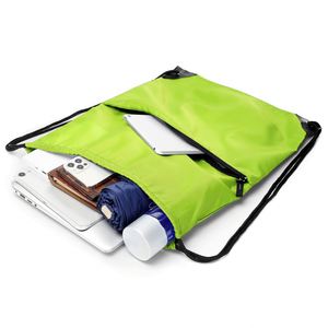 Wholesale Large Capacity Drawstring Backpack Waterproof Grocery Storage <b>Bag</b> Green <b>Nylon</b> Drawstring <b>Bag</b> - Product Image 3