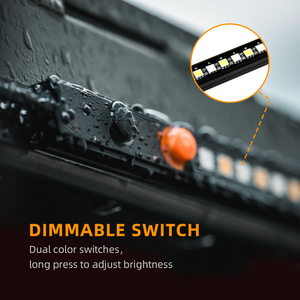 Barre lumineuse LED magnétique 60 cm, à intensité variable, ambre et blanc, double couleur, 12 V, lampe portable pour 4x4, <span class=keywords><strong>toit</strong></span> de véhicule tout-terrain - Product Image 1