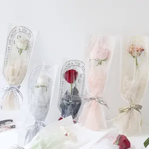 Größeres Bild anzeigen Zum Vergleich hinzufügen Teilen Blumen verpackungs papier Single Rose Verpackungs tasche Benutzer definierte wasserdichte Plastiktüten Flower P.