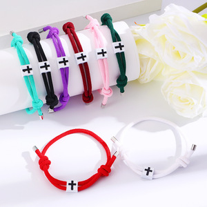 สร้อยข้อมือเชือกถักแบบปรับได้สไตล์ยุโรปอเมริกันแบบใหม่สำหรับคู่รัก - Product Image 3