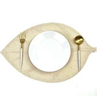 Sets de table en jute naturel à texture tressée en forme de feuille, résistants à la chaleur et durables, pour une décoration intérieure moderne