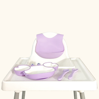 Ensemble de repas en matériau résistant à la chaleur pour nouveau-né, vaisselle de première étape, bavoir à taille réglable, assiette mignonne en forme de crabe