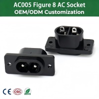 Prise d'alimentation en forme de 8 AC-005, sortie IEC 320 C8, connecteur femelle 2 broches, montage par vis, prise d'alimentation pour appareils électroménagers, directement de l'usine