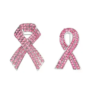 Geschenk Mantel Pin Mode Metall Strass Schmuck Legierung Frauen Krebs Awareness Ribbon Brosche