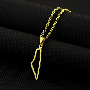 Collier pendentif carte d'Israël en acier inoxydable, creux, pour hommes, femmes et couples, vente chaude, bijoux de mode en gros de Yiwu - Product Image 3