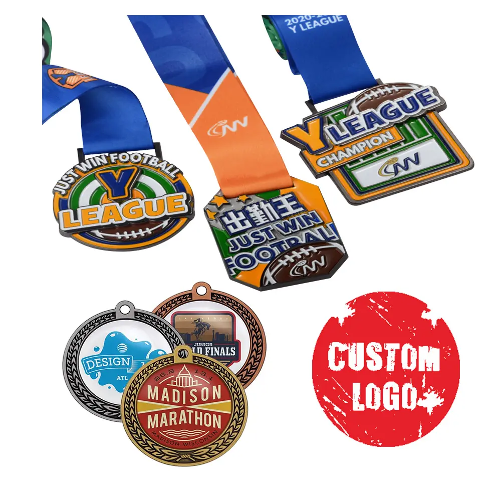 Недорогие медали в форме футбольной спортивной медали, дизайн от производителя, логотип на заказ, металлы
