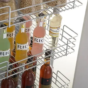 Kitchen Pantry Cabinet Round Wire Basket With Soft Closing Sliders For Kitchen Larder Tall Unit Pull Out Basket