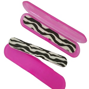 BE BEAUTY Customized zebra Design EVA Sponge Emery 100/180 Grit Manicure Nail Polish Shaping Files Emery Board 9cm Travel Case