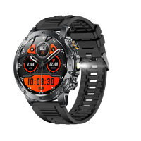 Montre connectée sportive AK87 pour hommes avec lumière LED, assistant vocal extérieur, surveillance de la santé, rappel de messages, modes sportifs multiples