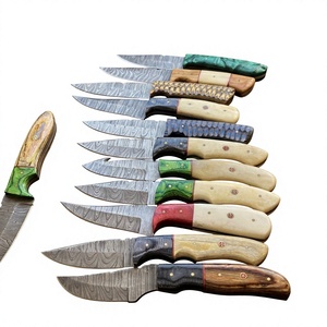 Cuchillo de hoja fija Drop Point de acero de Damasco con mango colorido, personalizable para caza, camping y supervivencia - Product Image 4