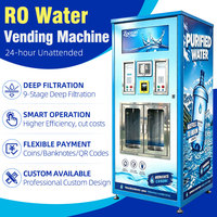 Distributeur d'eau froide purifiée par osmose inverse, machine de vente automatique avec paiement par pièces, carte et QR, solaire, antivol, 24h/24, pour la communauté, extérieur, avec lecteur de carte