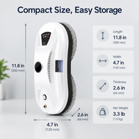 Robot Pembersih Jendela Elektrik Portabel AI Smart Path Otomatis Penuh Pel Putar Ganda Semprotan Air Ultrasonik Kontrol Jarak Jauh