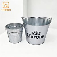 Cubo de hielo de hojalata personalizado con asa para bar y fiestas, venta al por mayor directa de fábrica