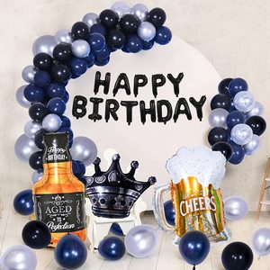 Decoraciones <span class=keywords><strong>para</strong></span> fiesta de <span class=keywords><strong>feliz</strong></span> cumpleaños <span class=keywords><strong>para</strong></span> hombres y mujeres, decoración de fiesta negra con cortinas de flecos de aluminio, color negro y azul - Product Image 6