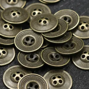 Hot Selling Pockmarked Flat 4-hole Antique Copper Zinc Alloy Buttons For Denim And Leather Clothing