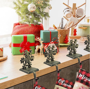 <span class=keywords><strong>Flocon</strong></span> de <span class=keywords><strong>neige</strong></span> support de bas de noël crochets de noël patins crochets de cheminée cintre pour cheminée décorations de noël debout libres - Product Image 5