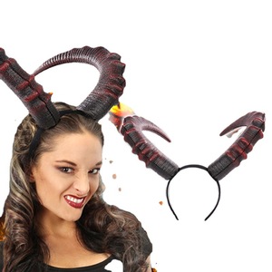 Serre-tête Halloween Diable Démon Cornes de Bélier en Polyuréthane Grand Rouge Noir Amusant Gothique Cosplay Accessoires Cheveux Fête Adulte - Product Image 1