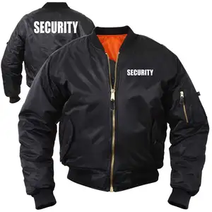 Classic Security Windbreaker Bomber Jacket Black Blue warm quilted lining Security Guard bomber jacket