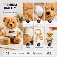 Pluche Teddybeer Sleutelhanger Aanpasbaar Logo Hoodie Zachte Textuur Karabijnhaak Pp Katoen Gepersonaliseerde Branding Schattig Cadeau