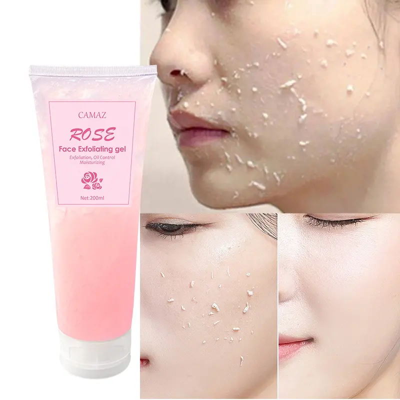 Etiqueta privada Control Oil Face Scrub Exfoliante Facial Wash Natural Limpieza profunda Peeling Gel limpiador facial