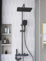 Ensemble de douche intelligent mural avec affichage numérique, éclairage d'ambiance LED, jets de pluie et de massage, système de douche à touches piano polies - Vente en gros