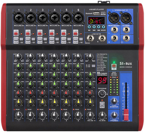Console audio professionnelle SI DI DSP 4/6/8 canaux avec effets intégrés, USB, Bluetooth, moniteur, entrées XLR pour spectacles en extérieur - Product Image 6