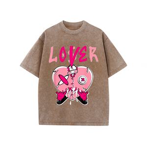 เสื้อยืดผ้าฝ้ายฟอก100% สไตล์วินเทจย้อนยุคสำหรับผู้ชายผ้าฝ้ายฟอกสีคุณภาพสูงสไตล์ฮิปฮอปแขนสั้นพิมพ์ลายโอเวอร์ไซส์ออกกำลังกาย - Product Image 3