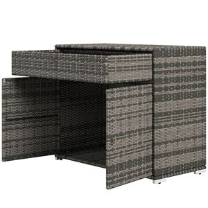 Armoire de rangement pour piscine en rotin PE imperméable gris avec tiroir, pour le rangement des équipements de natation en extérieur - Product Image 1