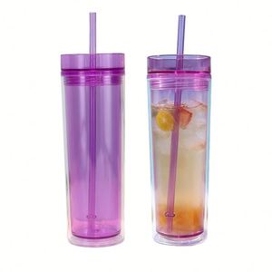Nouvelle tasse à eau froide 500 ml transparente à parois droites, vente en gros en stock, tasse à eau froide au citron pour le bureau - Product Image 1